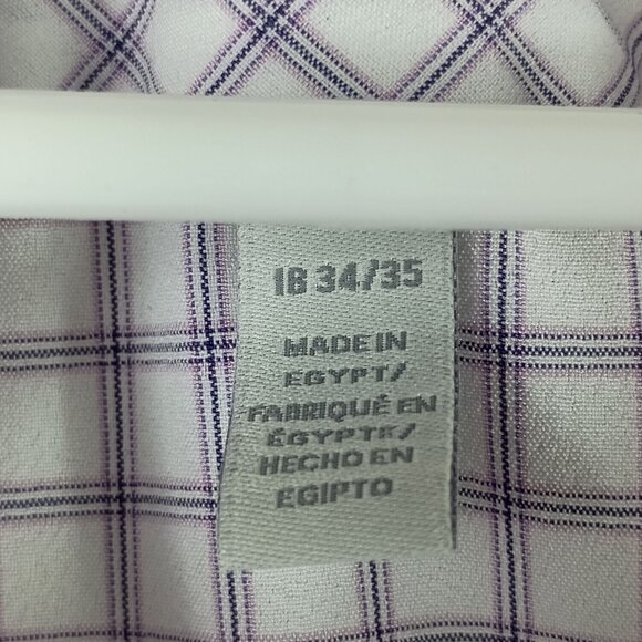 Perry Ellis Portfolio Mens Long-Sleeve Checkered Dress Shirt 18 34/35 Purple - Picture 3 of 7
